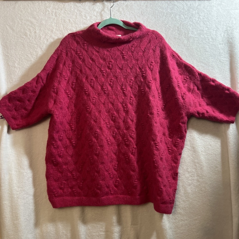 Kerisma Sweater Pink Oversized Pullover Mock Turtleneck Soft Warm Eco-Yarn O/S